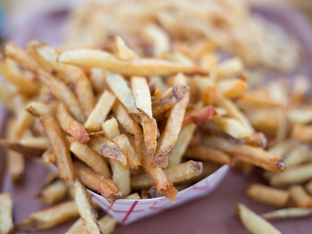 close up of french fries