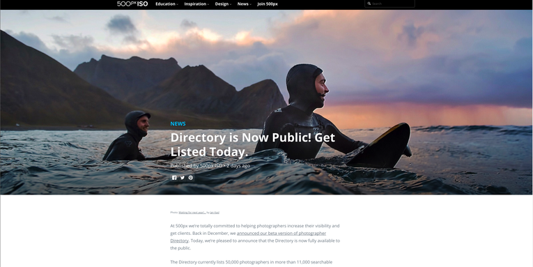 500px Launches Photographer Directory