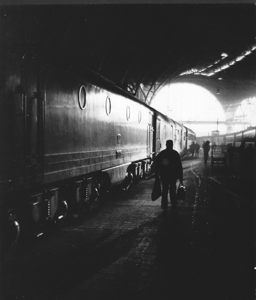 Railway station at Barcelona, Spain. Taken with an Edixa Reflex camera, 35mm. Film: Agfa. Exposure not recorded. Handheld.