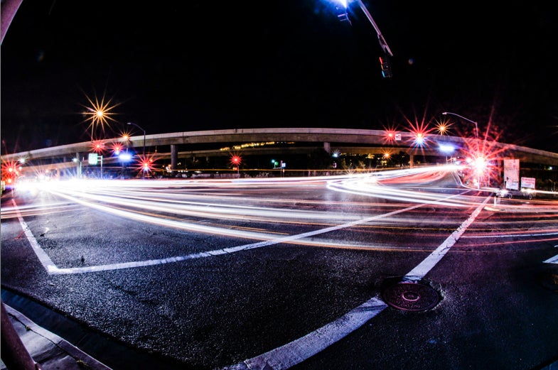 Photo: James Owen This photo was taken in the El Cajon area on Broadway, which is located near Highway 67, making it easier to capture as many car headlights/taillights as possible. After learning about open shutter photos in my high school photography class, I felt inclined to go out that same day once the sun dropped to capture this picture. CAMERA: Sony Alpha 55 FOCAL LENGTH: 10mm SHUTTER SPEED: BULB LENS: Sigma 10mm Fisheye 2.8f ISO: 400 APERTURE (F-STOP): f/16
