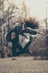 Photo: Eyal Azrad Jumping for joy as we adventure through a random part of the woods.