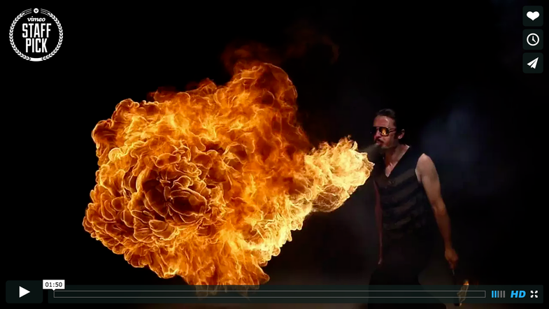 Slow-Motion Bullet Time Video of Fire Breathing Using 50 Red Epic Cameras