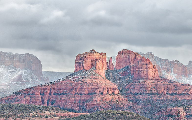 Valerie Millett shot this scene of snow-dusted Cathedral Rock using a Canon EOS 5D Mark II with a 70–200mm f/4L Canon EF lens; 0.5 sec at f/16, ISO 100.