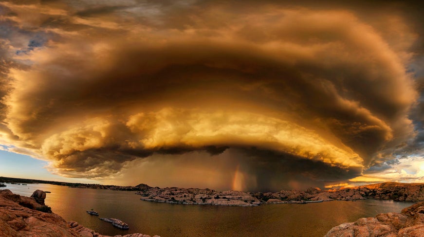 Today's Photo of the Day was taken by Bob Larson during a storm at Willow Lake in Prescott, Arizona. Bob shot this scene with a wide angle lens and later composited 16 frames together to create this final image.  "It was a hell of a show, then it was run for your life," Bob writes about capturing this huge storm. See more of his work <a href="http://www.flickr.com/photos/95052834@N04/">here. </a>