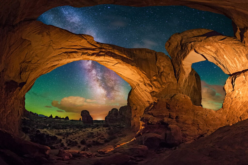 Double Arch Panorama at Night