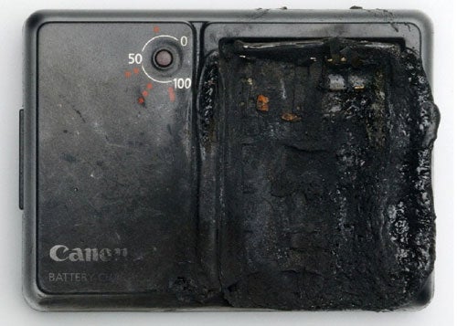 Real-or-Fake-A-ruptured-fake-Canon-Lithium-Ion-B