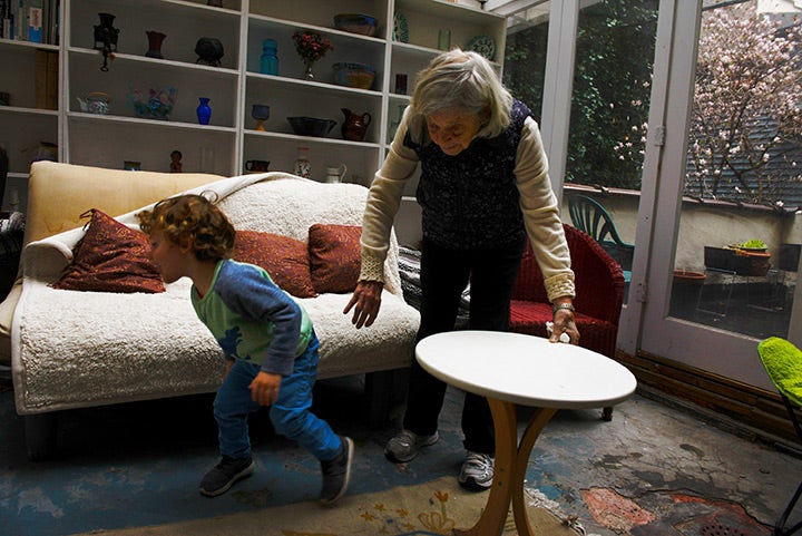 Anni Bergman playing with kid