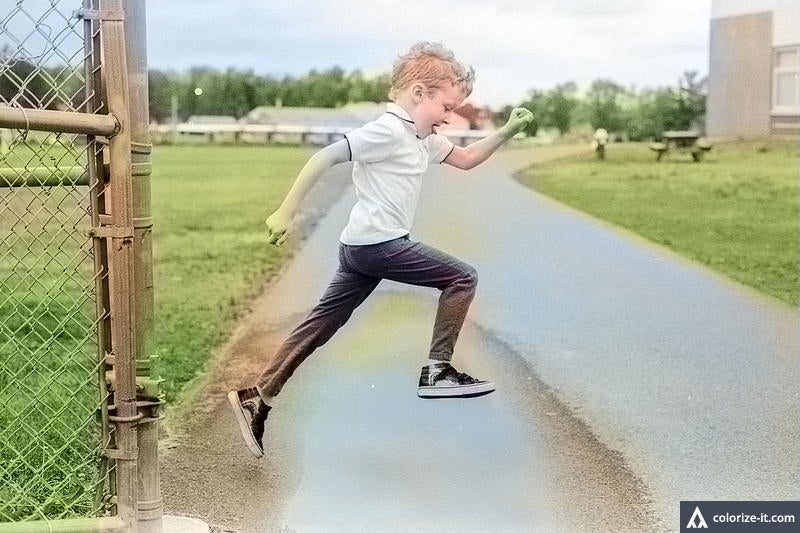 ian jumping image with color filter