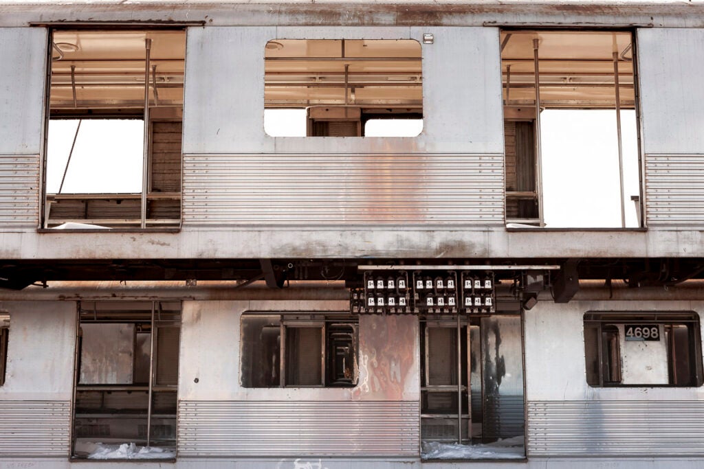 a gutted out subway train car