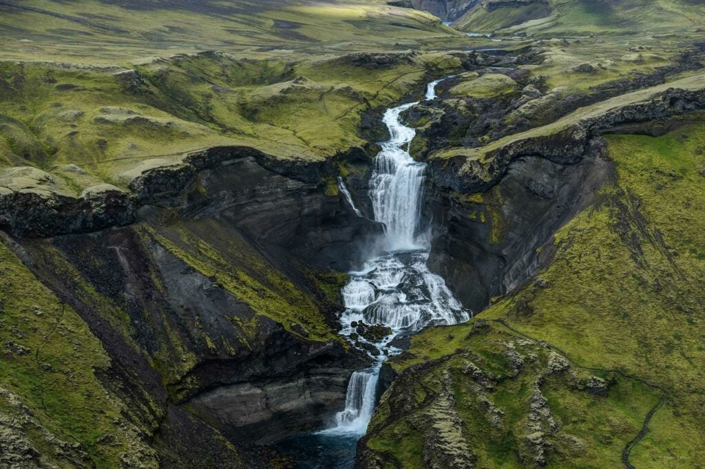 a waterfall in iceland