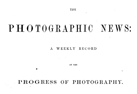 The cover of "The Photographic News"