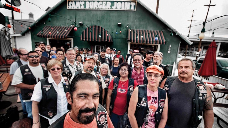 USA / Texas / San Antonio / 2011 / USA / Texas / San Antonio / 2011 / Sam's Burger Joint. Portrait of the GOC. Bamm Bamm, one of the two co-founders of the organization in the foreground.