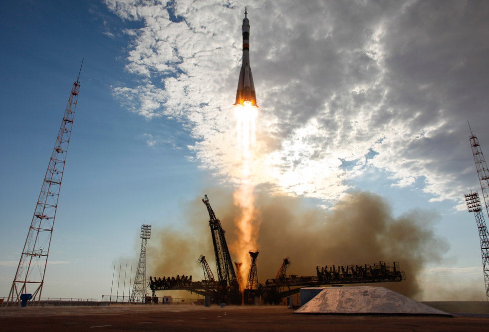 The Soyuz TMA-05M rocket launches from the Baikonur Cosmodrome in Kazakhstan carrying Russian, Japanese and U.S. astronauts to the International Space Station for a four-month mission. Carla Cioffi is a photographer and photo archivist for NASA and currently based in the Washington DC-area.