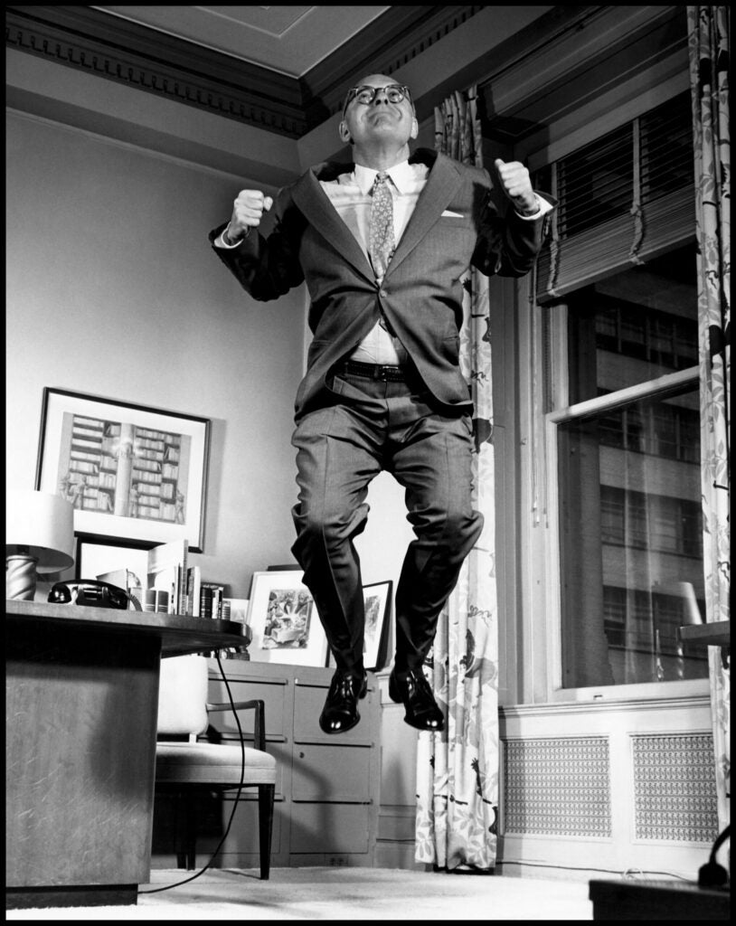 bennet cerf jumping in suit