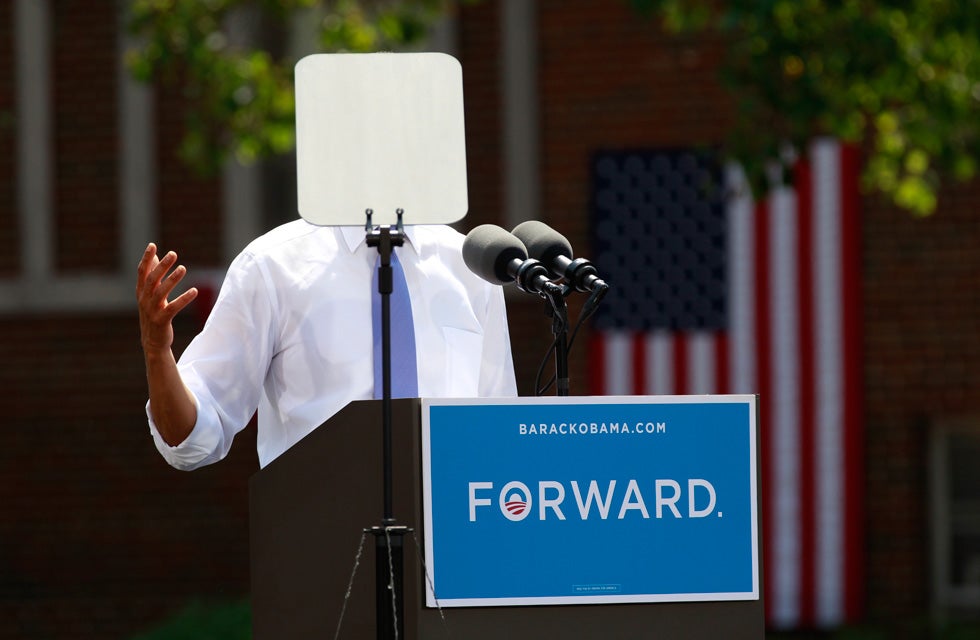 A teleprompter obscures President Barack Obama as he speaks during a campaign event at Capital University in Columbus, Ohio. Kevin Lamarque is a US-based Reuters senior staff photographer who has been with the agency for over 25 years.