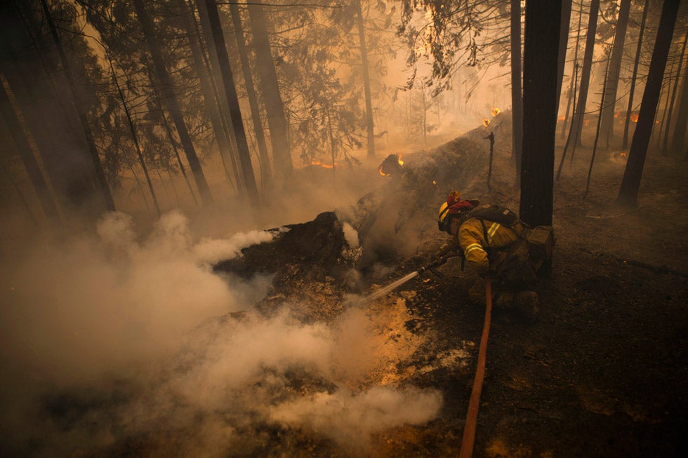 A firefighter battles a blaze near Greenville, California. The fire has forced evacuations and burned over 47,000 acres in Northern California. Max Whittaker is a freelance photojournalist shooting for Reuters. See more of his work on his <a href="http://www.maxwhittaker.com/">personal site</a>.