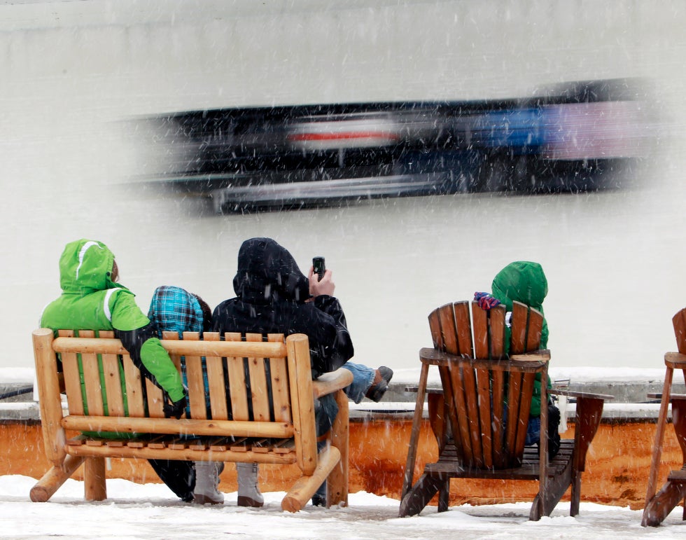 Fans recline in comfort as the Serbian bobsled team zips by during the four-man World Championship in Lake Placid, New York. Mike Groll, who made this image, is an AP freelancer and commercial photographer based out of Buffalo, New York. Check out more of his work on his <a href="http://www.mikegroll.com/index.html">website</a>.