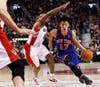 Getty Images contributor <a href="http://jazphoto.com/#/Sport/Action/1/">Jeff Zelevansky</a> captured the New York Knicks' point guard sensation Jeremy Lin driving to the basket during a game against the Toronto Raptors. Zelevansky is a freelance photographer, based out of New Jersey, who shoots sports and portraiture.