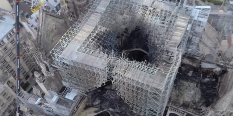 Drone footage captures extensive fire damage at Notre Dame Cathedral
