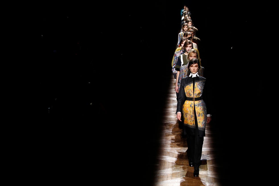 Models reveal Belgian designer Dries Van Noten’s new line at a fashion show in Paris, France. Stephane Mahe, a Reuters staffer based in France, made this image during Paris fashion week.