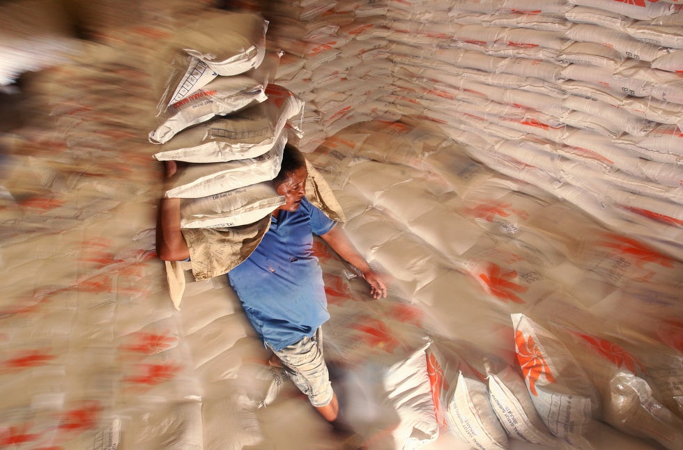 Reuters photographer Yusuf Ahmad made this photo of a worker carrying bags of rice into a storage facility in Indonesia's South Sulawesi province as part of a story on food inflation in the region. You can see more of Ahmad's images on his <a href="http://www.lightstalkers.org/yusufahmad">Lightstalkers page</a>.