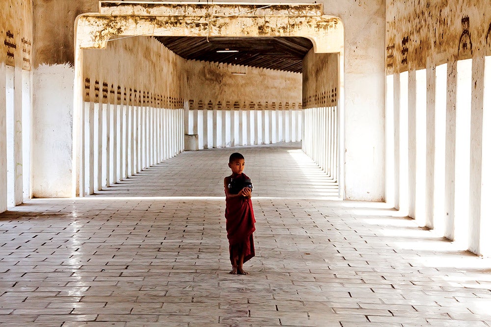 Burmese monks in Bagan, Myanmar.