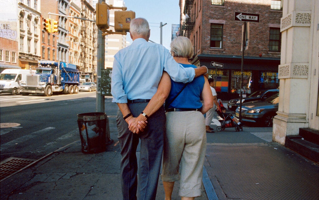 "I stepped out of the Canal St. subway station when I spotted this elderly couple. They turned on the next block, I never saw their faces."