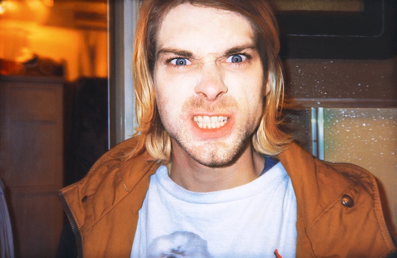 “Nirvana was playing at MTV’s Live and Loud, we got tickets  and after the show I went backstage. I hadn’t seen Kurt for a while, it had been about a year or something since we went from a normal guy to a big rockstar. He just looked at me and was like ‘Take my picture! I’m a rockstar now!’ We were just playing around. He always hated to have his picture taken—a lot of musicians really hate to have their pictures taken.”