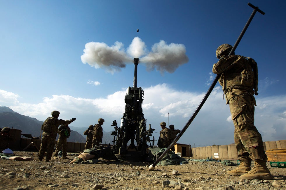 US Soldiers from Alpha Battery of the 2nd Platoon, 2-77 Field Artillery fire a 155mm Howitzer towards insurgent positions at FOB Joyce in Afghanistan's Kunar Province. Lucas Jackson is a New York-based Reuters photographer currently covering the conflict in Afghanistan. See some of his past work over on the <a href="http://blogs.reuters.com/lucas-jackson-/">Reuters blog</a>, and keep up to date with him by following his <a href="https://twitter.com/#!/lucas_jackson_/">Twitter</a>.