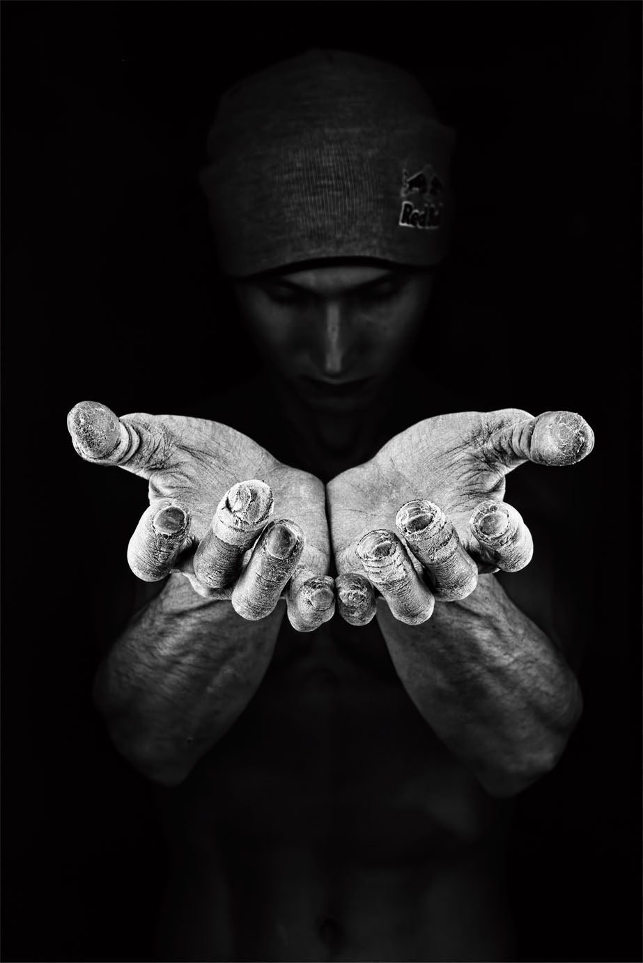 rough male hands close up