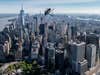 Redbull helicopter performing stunts over New York City