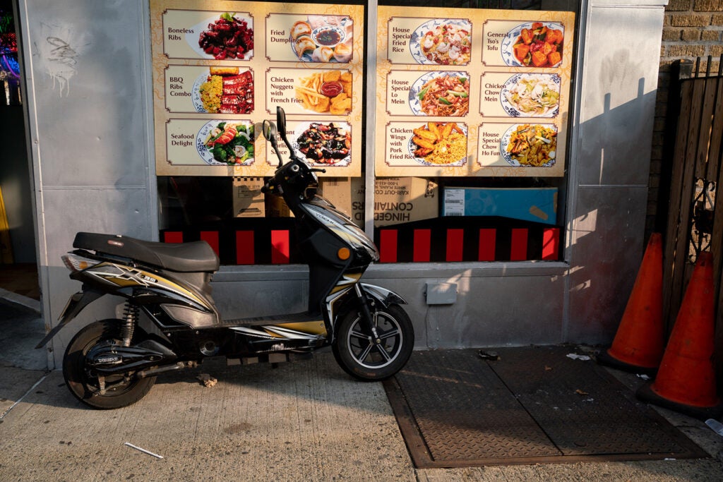 moped outside drive thru