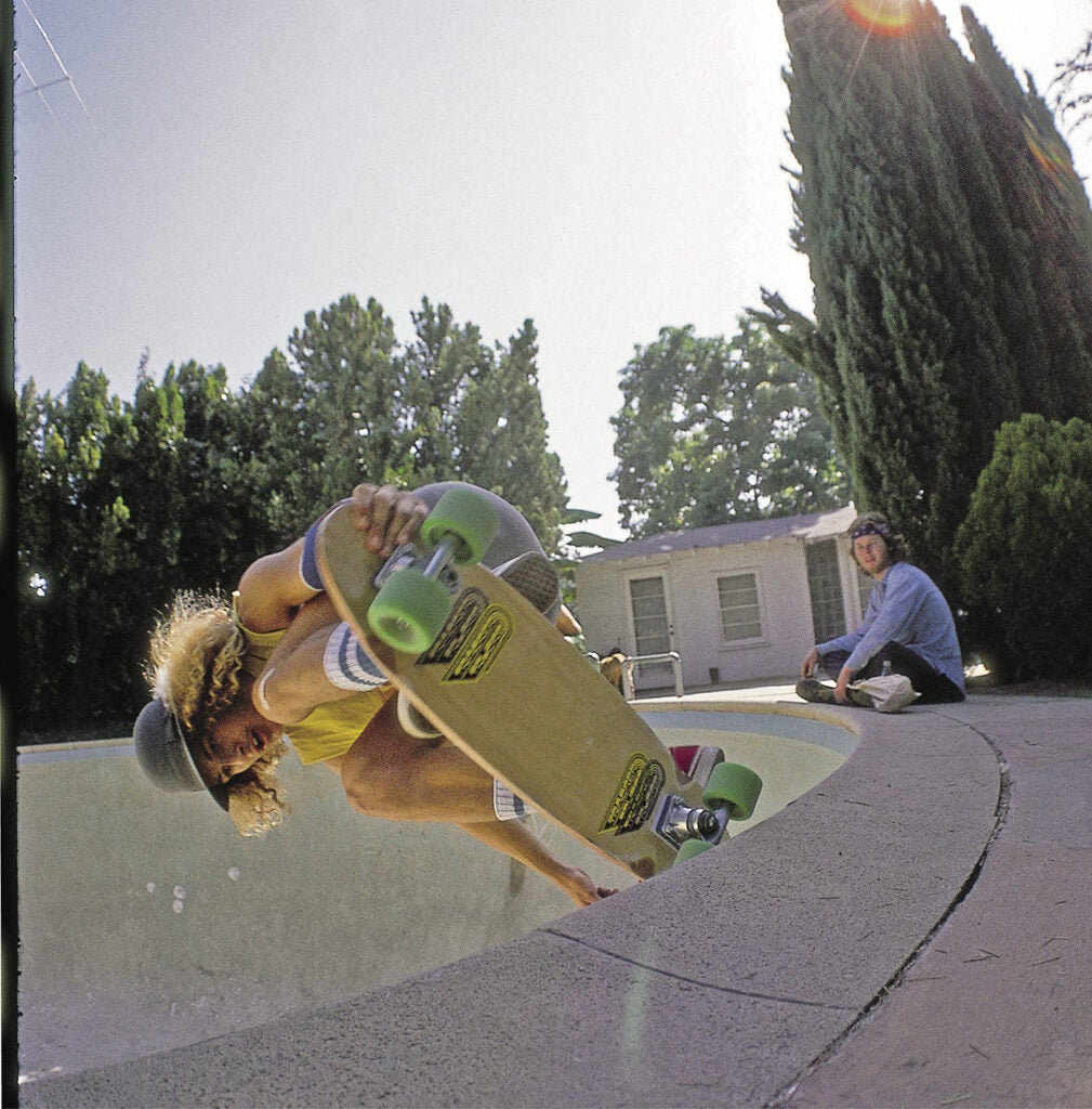 skateboarder in dog bowl