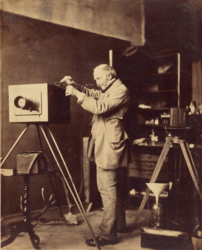 self-portrait preparing a collodian plate