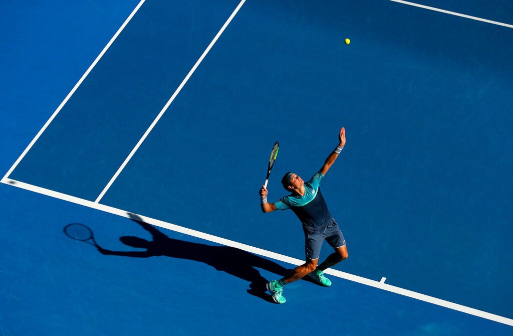 Milos Raonic of Canada in action