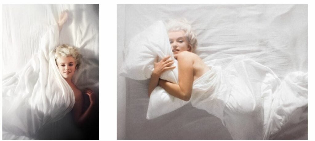 marilyn monroe in white bed