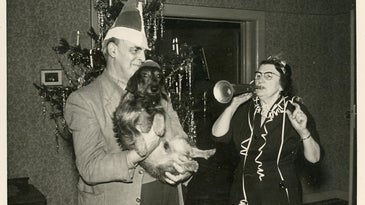 Christmas party with dog