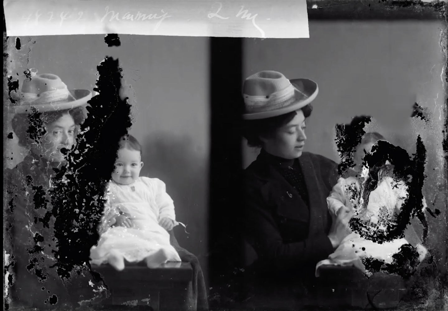 damaged photograph of mother and daughter from 1903