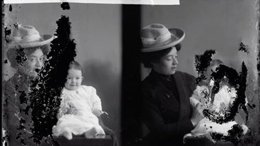 damaged photograph of mother and daughter from 1903