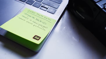 sticky note with 2020 photography resolutions written on it