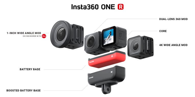 The Insta360 One R is a modular action and 360 camera that clicks together like Legos