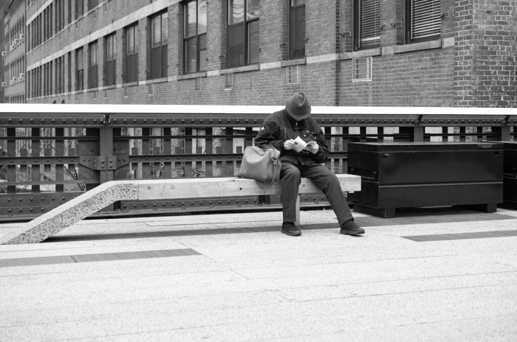 Sitting on a bench