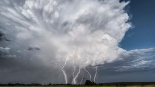 Lightning strikes over Stamford, Nebraska. June 17, 2017.