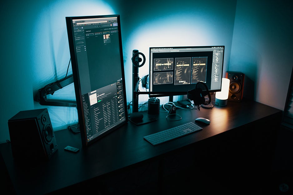 computer and second monitor on desk