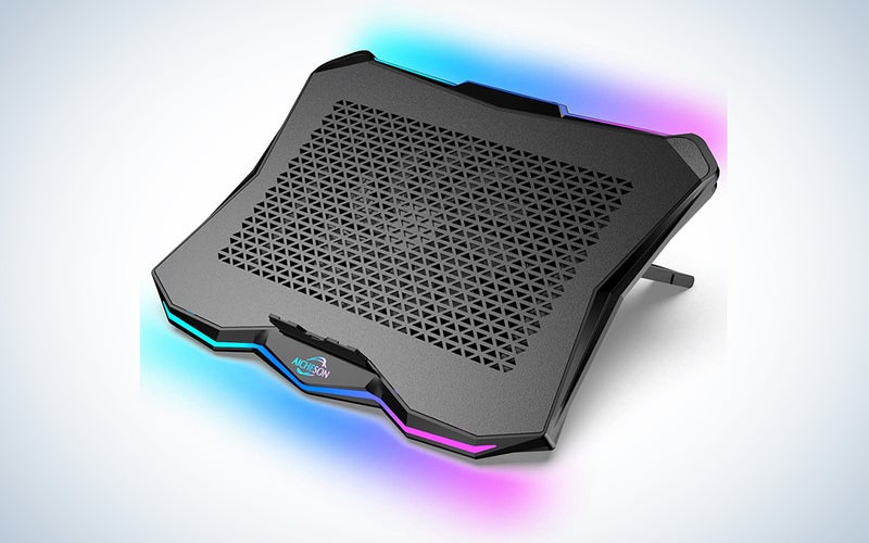 AICHESON Laptop Cooling Cooler Pad with RGB Lights for 15.6-17.3 Inch Computer Notebooks, Metal Panel, 1 Big Fan