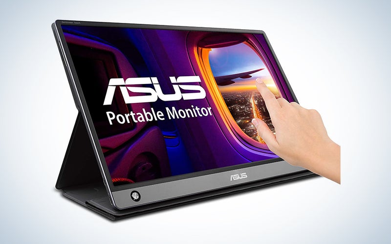 ASUS ZenScreen MB16AMT 15.6″ Full HD Portable Monitor Touch Screen IPS Non-Glare Built-in Battery and Speakers Eye Care USB Type-C Micro HDMI w/Foldable Smart Case