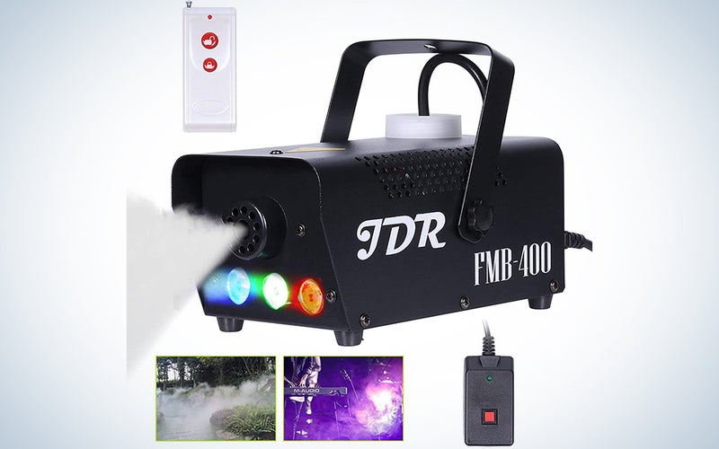 JDR Fog Machine with Controllable lights Smoke Machine Disinfection LED (Red,Green,Blue) with Wireless and Wired Remote Control for Weddings, Parties or Environmental Disinfection,with Fuse Protection