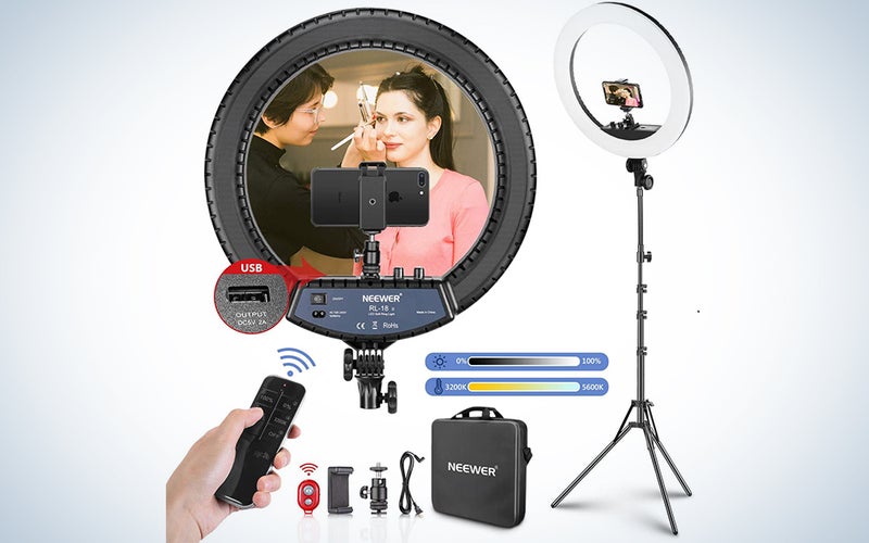 Neewer 18-inch LED Ring Light with Stand and 2.4G Wireless Remote