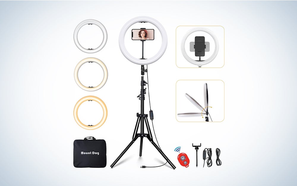 MountDog LED Ring Light 14 inch Dimmable Selfie Ring