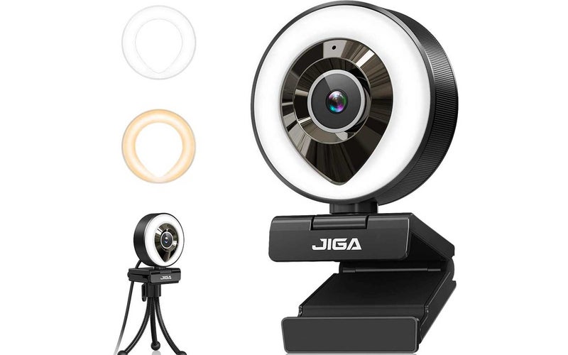 Streaming Webcam with Dual Microphone 1080P Adjustable Right Light Pro Web Carmera Advanced Auto-Focus with Tripod JIGA Gaming Webcam for Xbox Facebook YouTube Streamer Conferencing